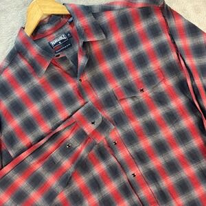 Panhandle Slim Men's Western Shirt Red Black Plaid Pearl Snap Sz XL Cowboy Rodeo